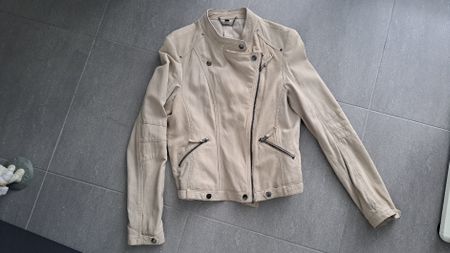 beige Lamb Nappa Leather / Lederjacke Gr. 40