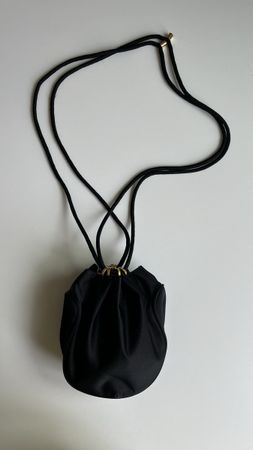 VINTAGE BLACK SATIN POUCH BAG RODO