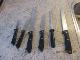 Messerblock mit 6 Messern, WMF, Holz, guter Zustand