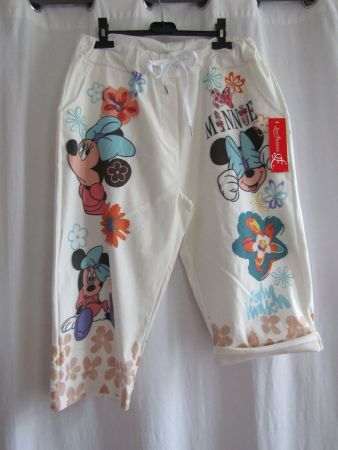 Gr. 50/60, Crash-Stretch-Hose "Minnie", Weiss/bunt, 7/8 lang