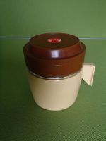 Vintage  beige brauner Thermosbecher mit Glas innen Swiss