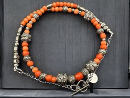 Unikat 💎 Neue antike Korallenkette, antikes Silber