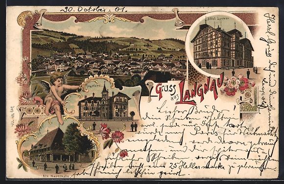 Ansichtskarten: Litho Langnau /BE, Hotel Loewen, Drucker – Gebraucht aus Berlin von bartko-reher