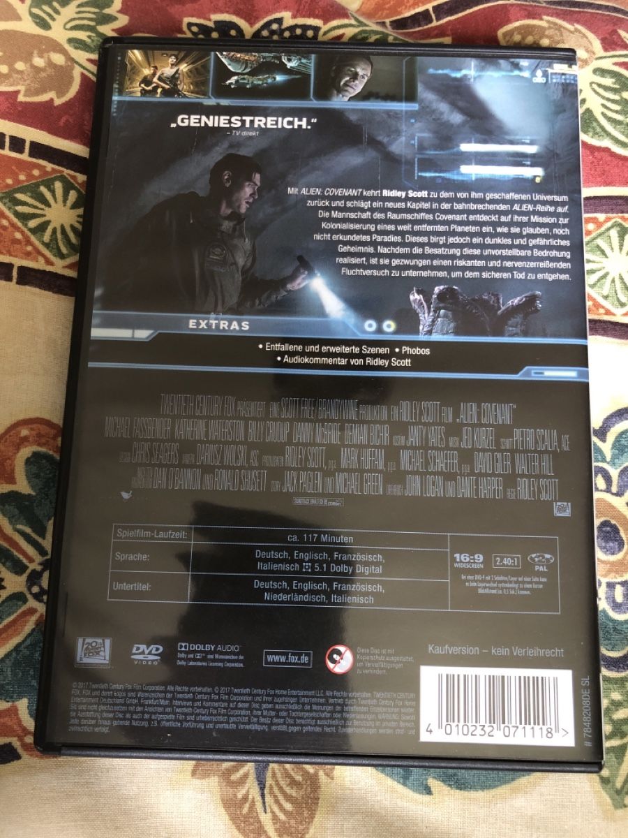 Alle DVDs: Alien Covenant von Ridley Scott dvd – Gebraucht aus Lausanne von  1