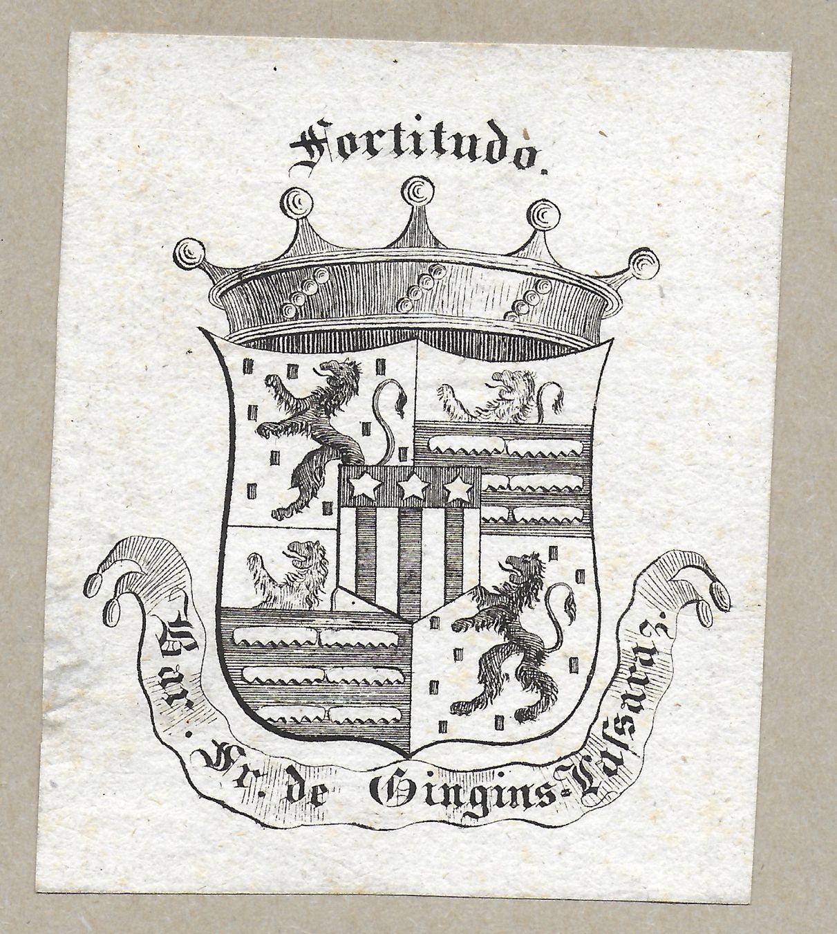 Incisioni: Ex-libris héraldique GINGINS-LA SARRAZ, Frédéric-Charles-Jea – Usato da Farvagny-le-Grand venduto da OlivierFurrer