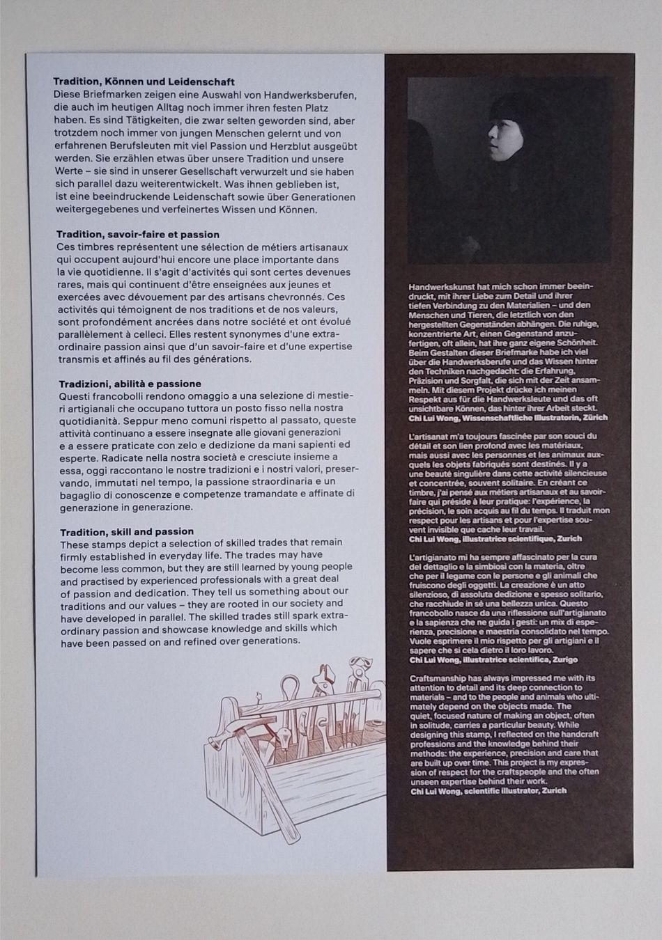 Alle Briefmarken: souvenirblatt "traditionelle handwerksberufe" ** – Neu (gemäss Beschreibung) aus Zürich von var_gmw9 1