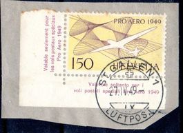 FLUGPOST PRO AERO 1949 AUF FRAGMENT GESTEMPELT - UT42