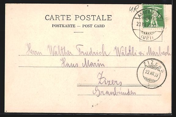 Cartoline postali: AK Hospenthal, Ortspartie mit Kirche – Usato da Berlin venduto da bartko-reher 1