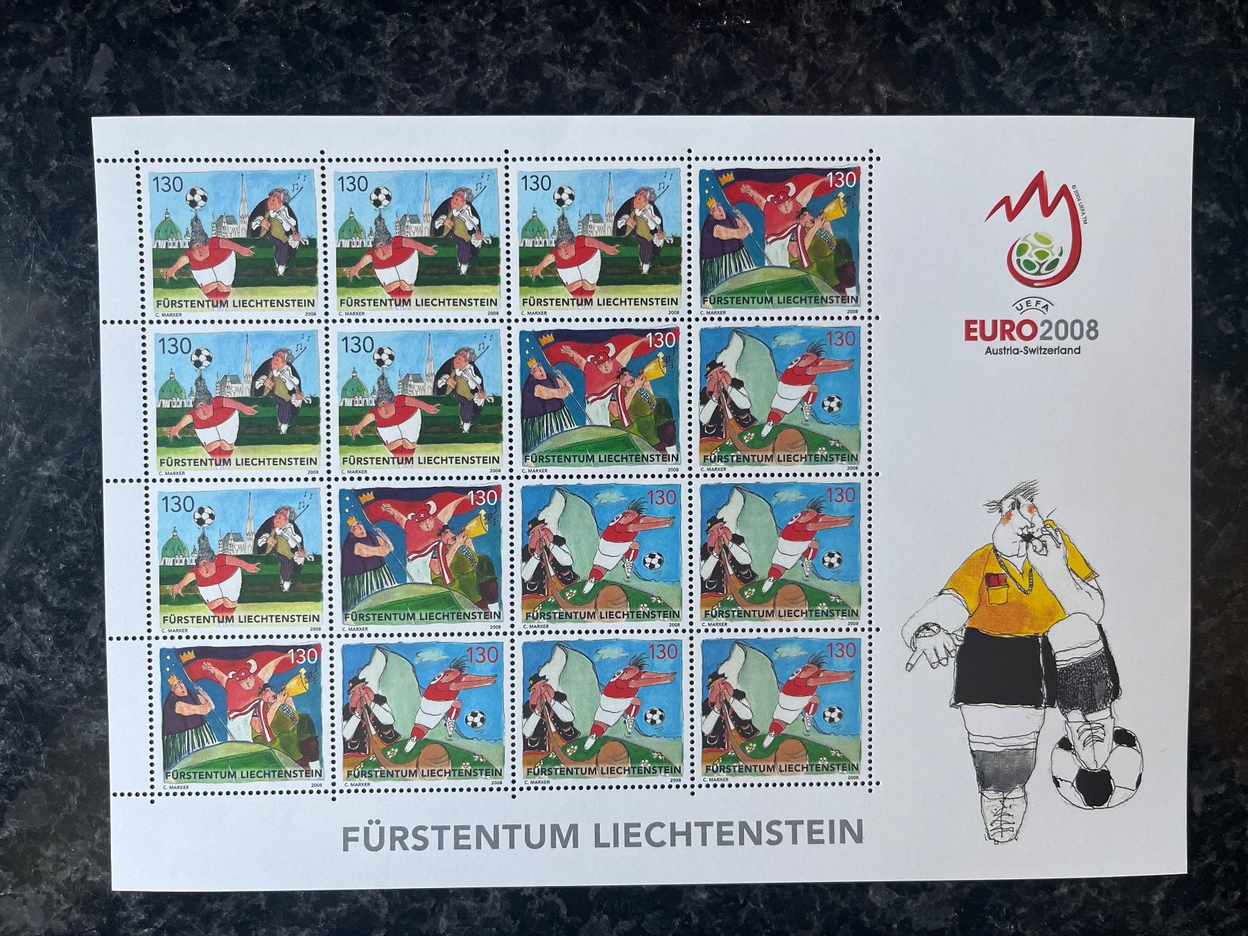 Alle Briefmarken: Liechtenstein Kleinbogen ** 2008 Europameisterschaft – Neu (gemäss Beschreibung) aus Freidorf TG von ern_7s68