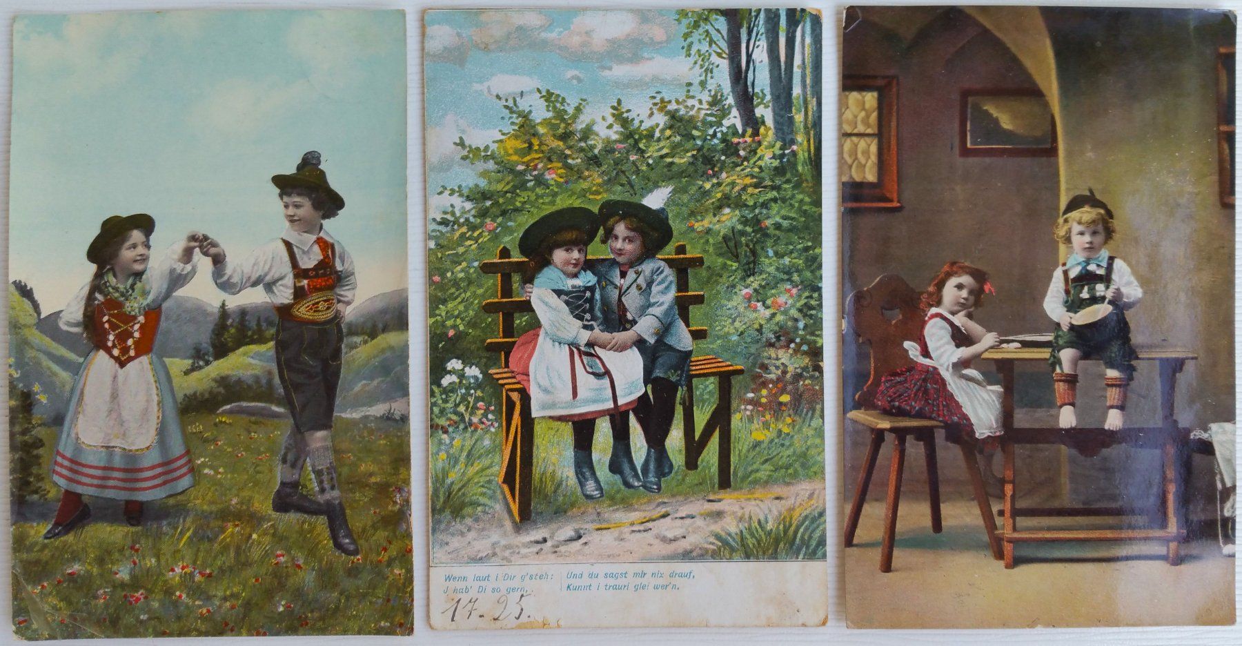Cartoline postali: 3x AK von 1904-1908: Trachtenkinder – Usato da Oberriet SG venduto da ganesh435