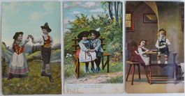 3x AK von 1904-1908: Trachtenkinder