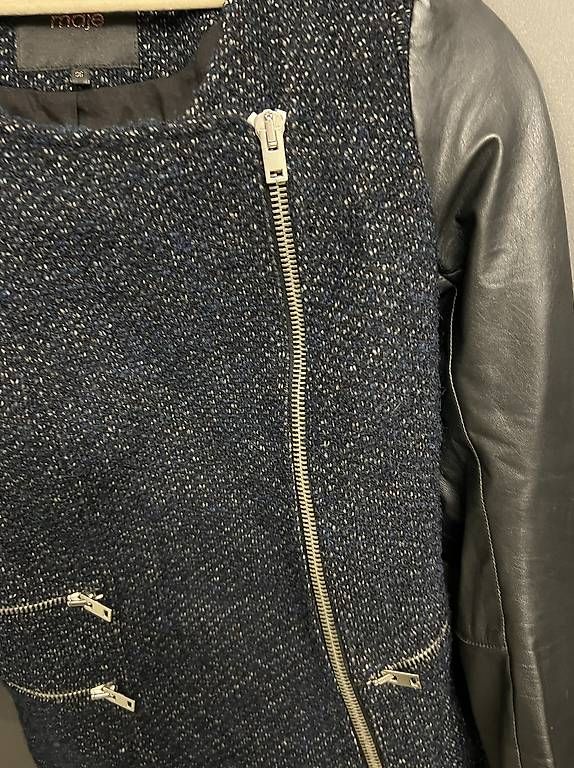 Jacken: Maje Bouclé-Jacke mit Echt-Lederärmeln, Grösse EU36 – Gebraucht aus Zürich von FK8044 1