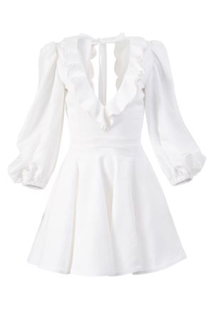 Weiss Sommerkleid mit Rüschen und Volantärmel Gr.XS,S,L🤩