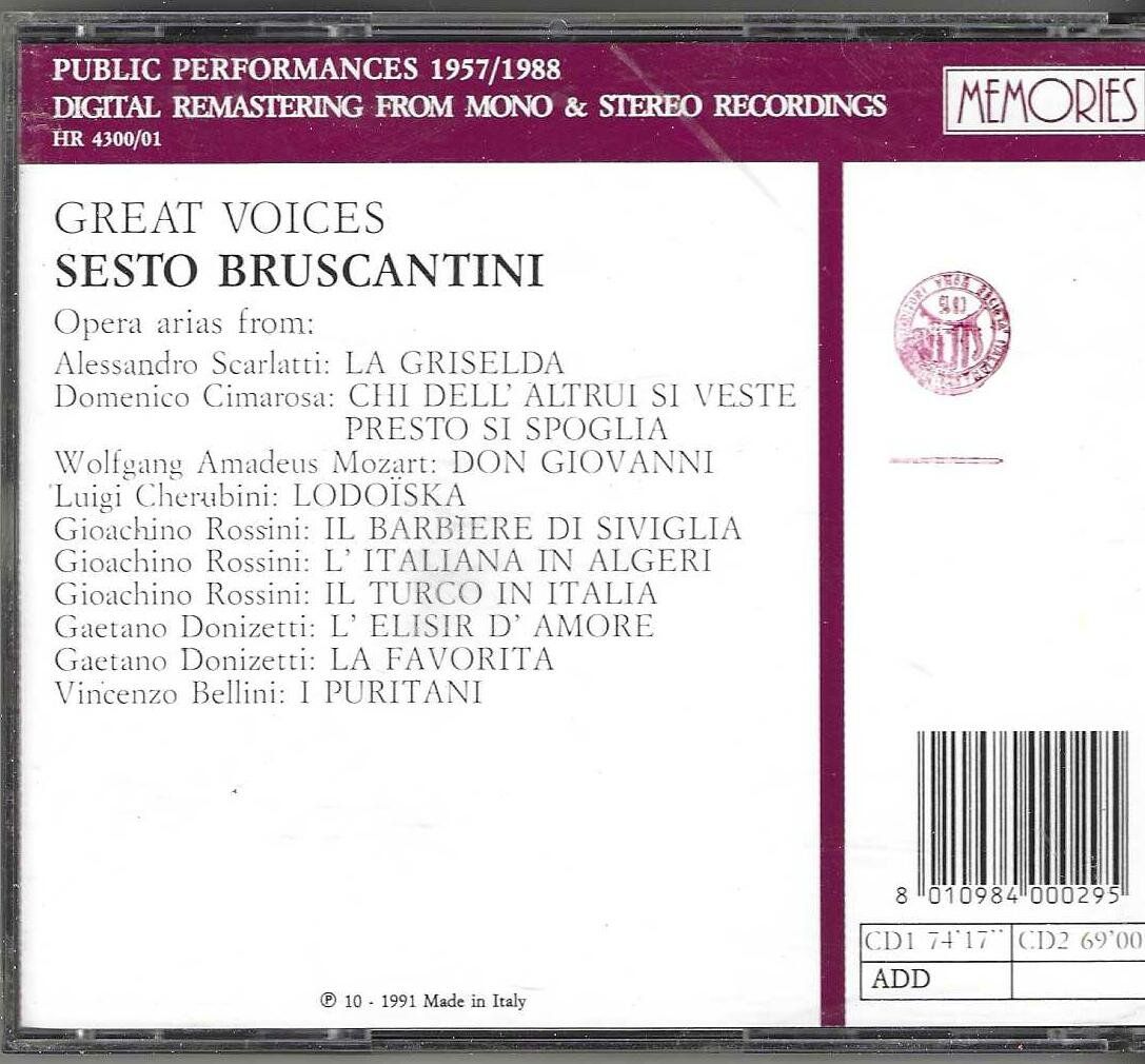 CD: Sesto Bruscantini - Operas Aria - 2 X CD – Usato da Genève venduto da CDLPBookS 1
