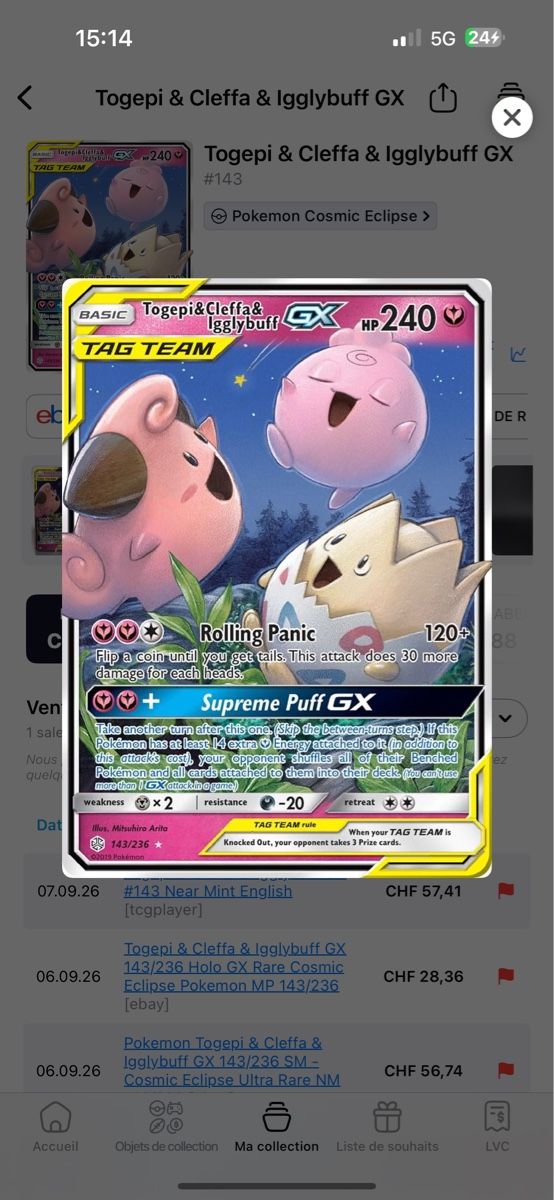 Cartoline: Carte Pokémon Togepi & Cleffa & Igglybuff GX usagée – Usato da Fribourg venduto da zaz_8xnl