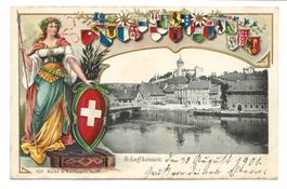 Schaffhausen - Stadt am Rhein - Helvetia - Präge-Litho 1901