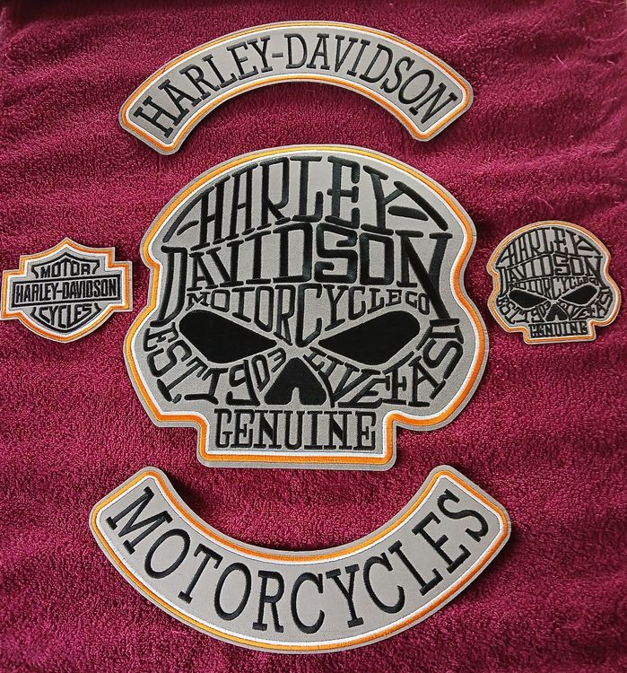 Harley-Davidson Toppe: Patchs brodés Harley-Davidson 💀 Crâne 💀 J119 – Nuovo e nell'imballaggio originale da Allens venduto da MADE.IN.ROCK.N.ROLL 2
