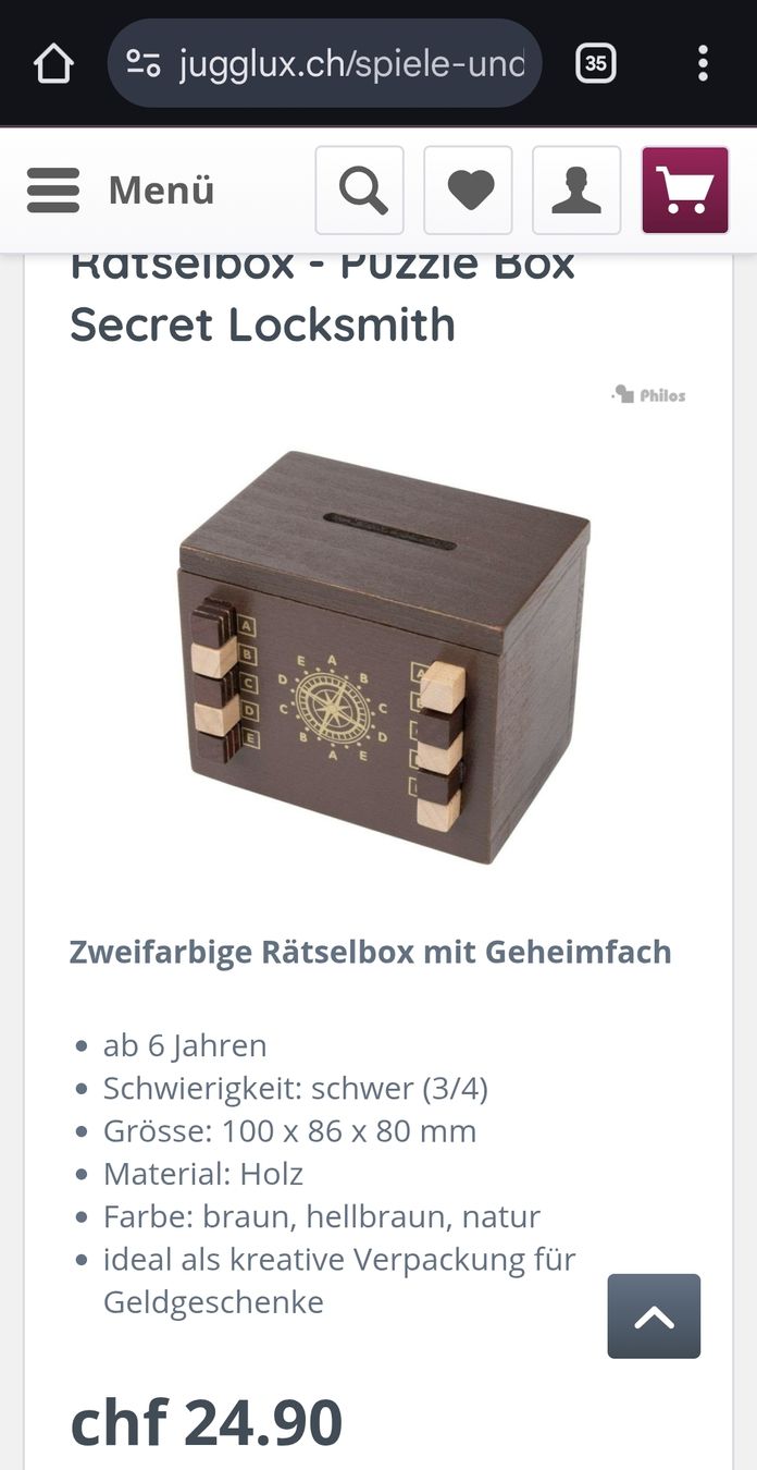 Giocattoli: Rätselbox - Puzzle Box mit Geheimfach – Nuovo (secondo la descrizione) da Winterthur venduto da Activ-since-2006 1