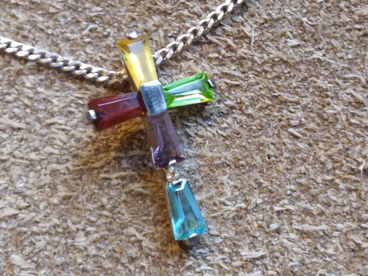 Catenine: Sterling Silber Kette mit Silber buntem Kreuz – Usato da Zürich venduto da helsan 3