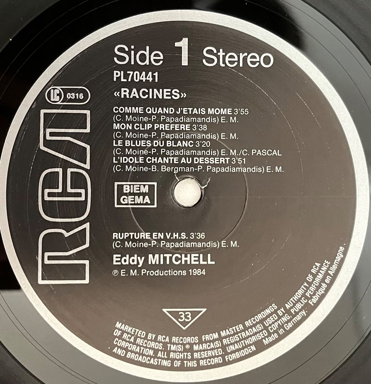 Dischi in vinile: EDDY MITCHELL - RACINES - 33 Tours – Usato da Bussigny venduto da vinyl-pas-cher 2