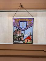 Bleiglasbild Glasbild Fislisbach mit Gemeindewappen 33×26 cm