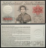 INTERKANTONALE LANDES-LOTTERIE - SPECIMEN 5 Franken 1939 I