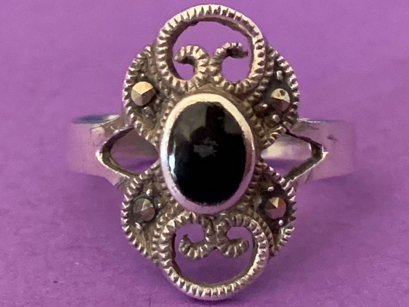 Anelli: Silberring ONYX-PYRIT (58) – Usato da Dittingen venduto da Bellevista