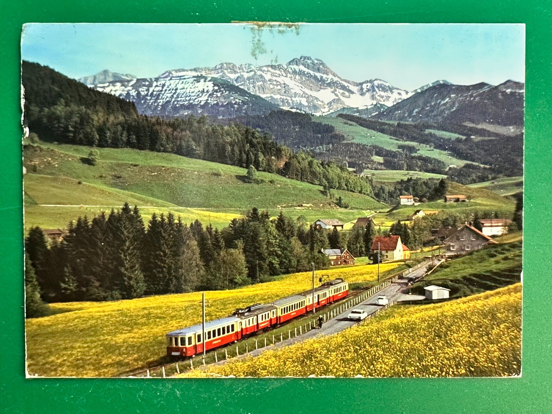 Ansichtskarten: Appenzellerbahn mit Säntis – Gebraucht aus Steg VS von danwer74
