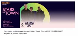 Sting Stars in Town Schaffhausen 29. Juli 2026 2 Tickets