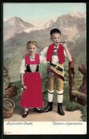 Präge-AK Kleines Paar in Appenzeller Tr