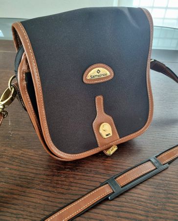 Umhängetasche Samsonite schwarz braun Leder guter Zustand