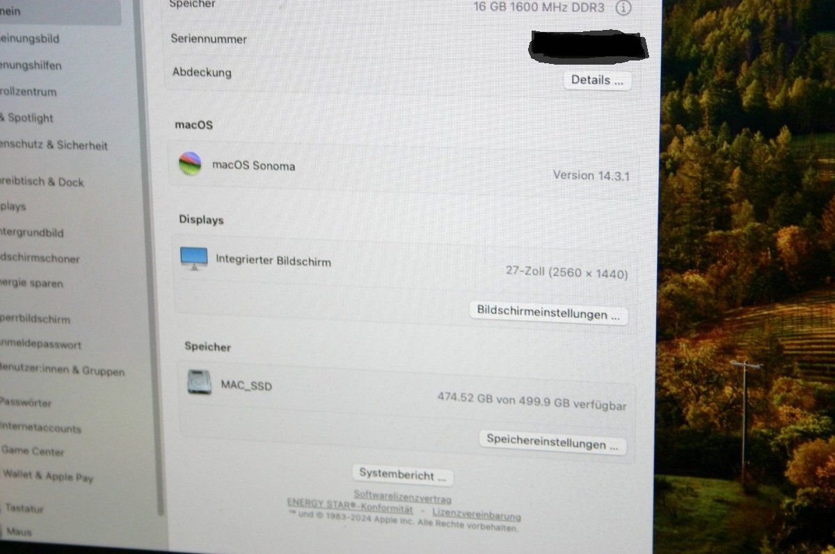 Apple PC: iMC 27 OC Sonoma oder Sequoia, 16Gb Memory & 500Gb SSD – Usato da Stettlen venduto da Bigjm 4