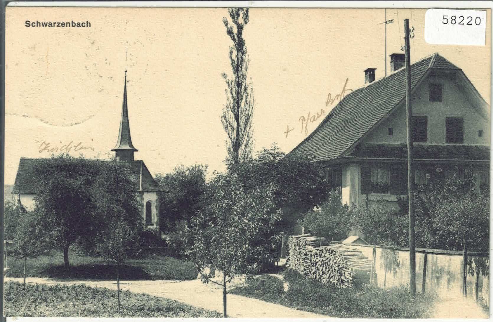 Cartoline postali: Schwarzenbach - Dorfpartie mit Kirche – Usato da Ettingen venduto da Kartenplanet