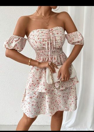 🌷Sommer Kleid Schulterfreien Ärmel Grösse L🌷