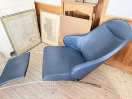 Verstellbarer Ledersessel/Relaxsessel Interprofil dunkelblau