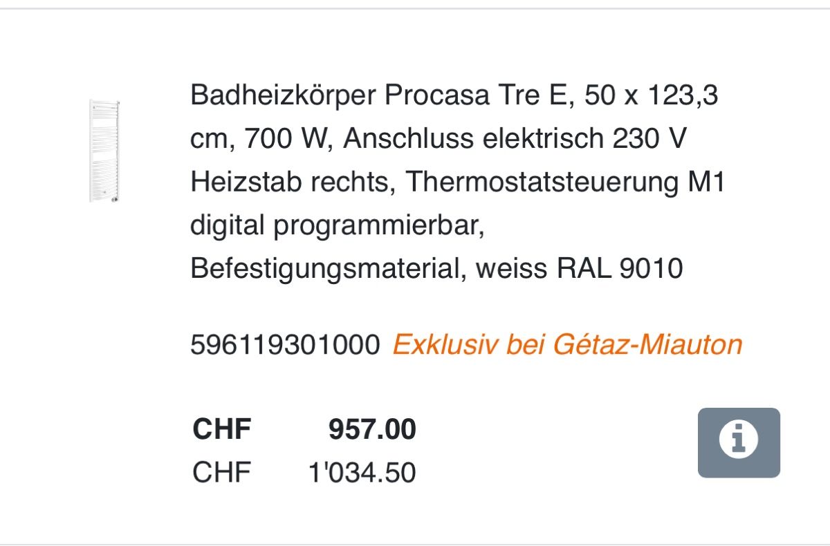 Radiatori: Badheizkörper Elektrisch – Nuovo (secondo la descrizione) da Amriswil venduto da deluxe_bad 3