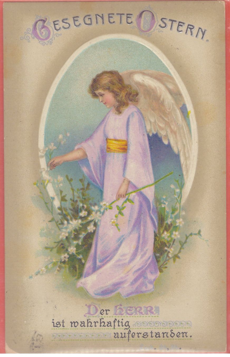 Ansichtskarten: 1912 GESEGNETE OSTERN & ENGEL D.HERR IST WAHRHAFTIG AUFGEST. – Gebraucht aus Montebelluna / TV von Album2do