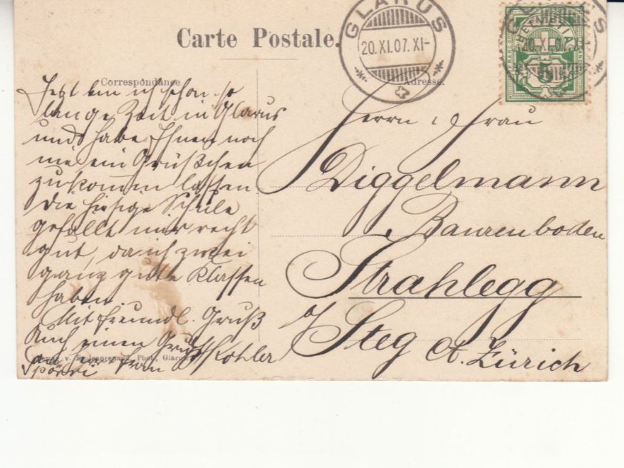 Cartoline postali: Glarus 1907 – Usato da Bürglen TG venduto da StampGraf 1