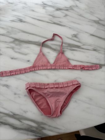 Christian Dior Bikini, size 5A, salmon pink, cute ruffles