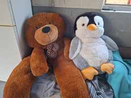 Plüschtier Teddybär und Pinguin Set