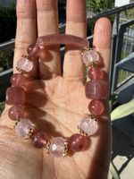 Naturstein:Erdbeerquarz & Rosenquarz Armband Stretch