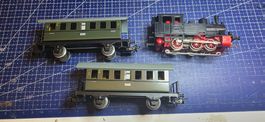 Märklin dampflok 3029 mit 2 personenwagen HO/AC