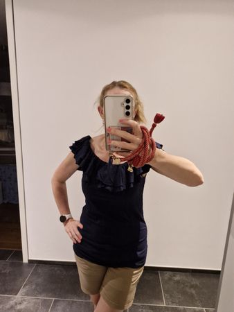 Ralph Lauren Top, Dunkelblau, Rüschen, Sommer, Gr. M