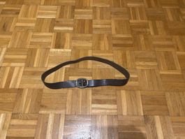 Ceinture en cuir brune Tommy Hilfiger 80 cm, boucle argentée
