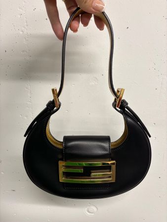neue Fendi Cookie Mini Hobo Tasche schwarz gold Mikrobag