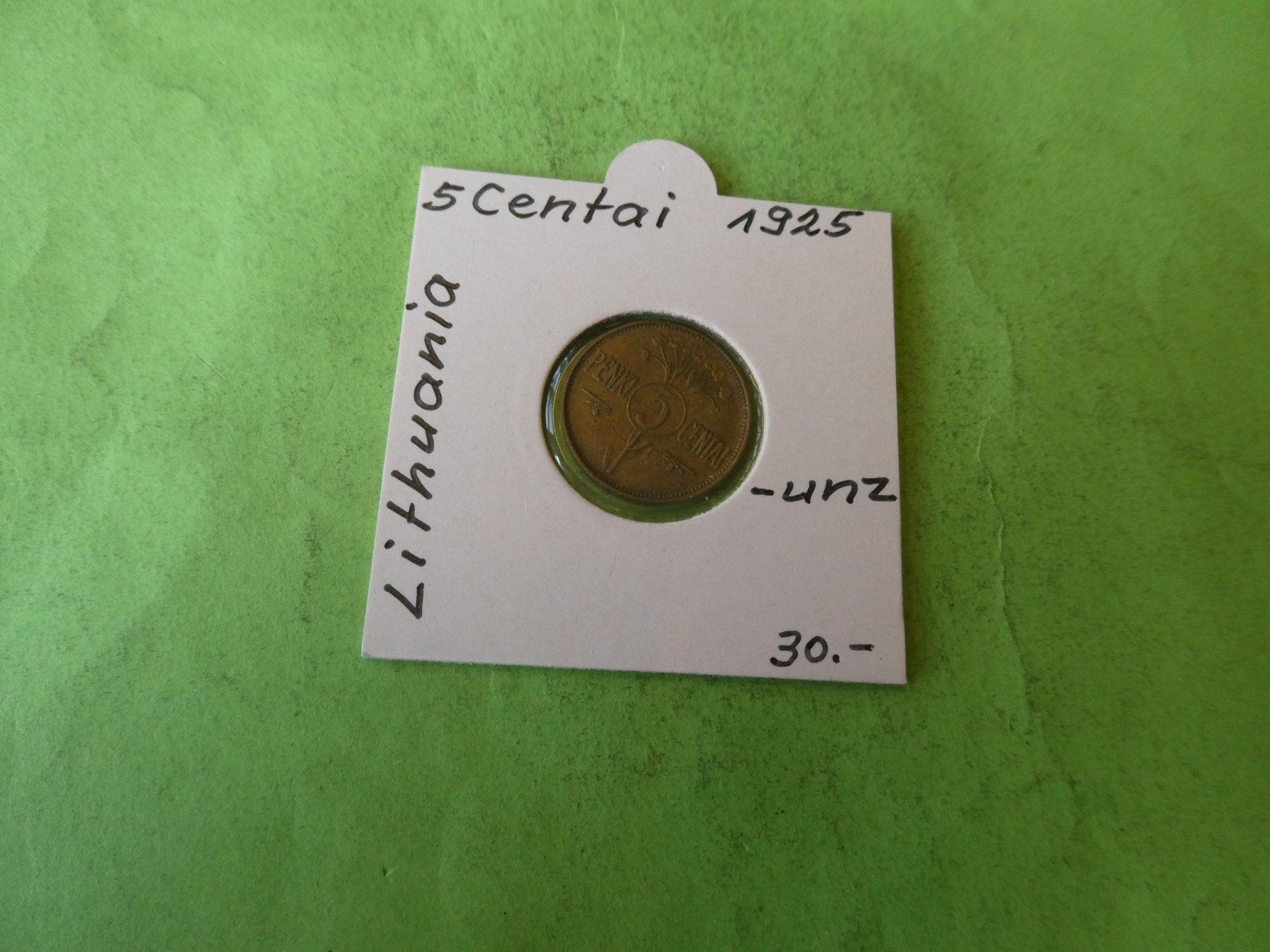 Tutti le monete: Litauen 1925, 5 Centai  unzirk – Usato da Hinterforst venduto da Rohusri