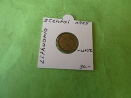 Litauen 1925, 5 Centai  unzirk