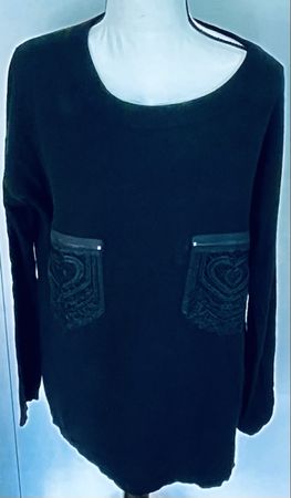 Twin-Set Pulli mit Spitze Gr. L, schwarz, Herbstlook