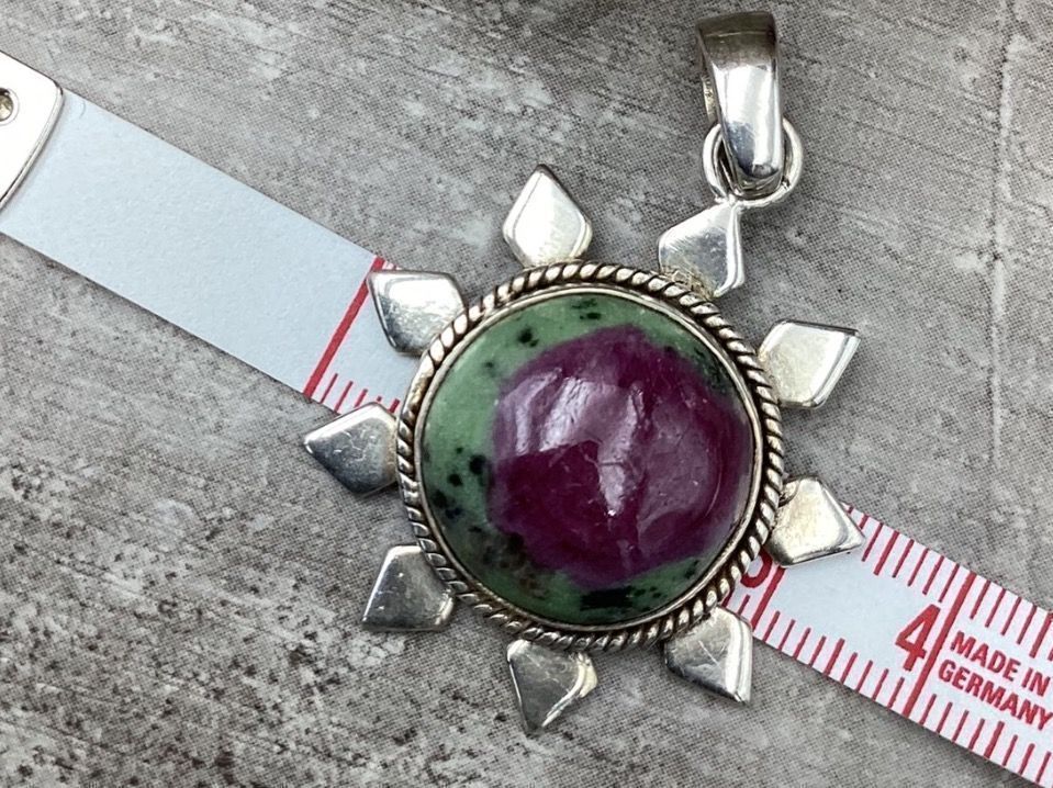 Anhänger: Pendentif en argent et jaspe vert et violet – Gebraucht aus Agiez von Beve15 3