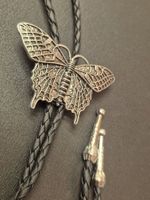 30) Bolo-Tie Westernkrawatte Schmetterling XL Silber